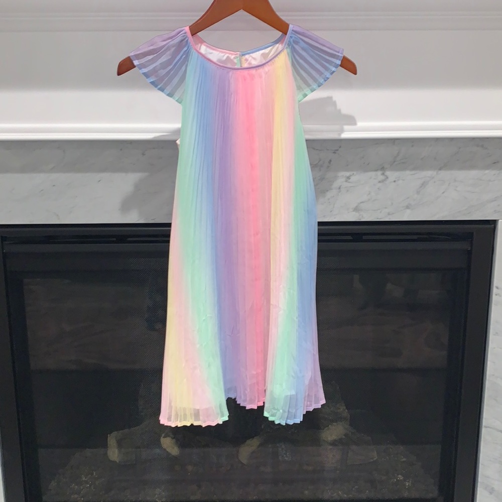 rainbow ruffled H&M dress.